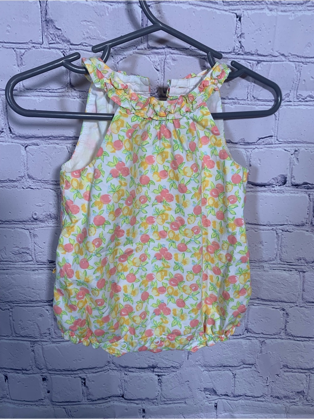 Janie & jack Baby Girls Sleeveless Fruit Print Romper Size 0-3M Summer Cotton
